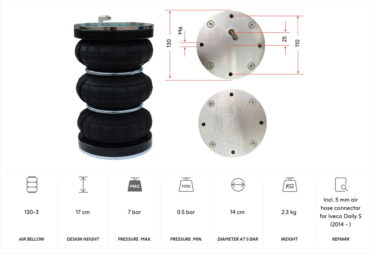 Dunlop Air Bellow 130-3 Iveco Daily S 2014 onwards